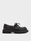 Charles & Keith - Ridged-sole Boat Shoes In Black