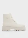 Charles & Keith Ripley Ridged Sole Ankle Boots In Chalk