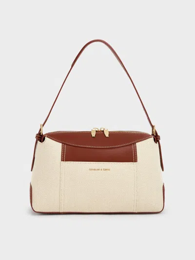 Charles & Keith - Roan Canvas Top Handle Bag In Brown