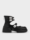 Charles & Keith - Robbie Ankle-strap Mary Jane Boots In Black