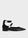 Charles & Keith - Robbie Pointed-toe Mary Jane Flats In Black