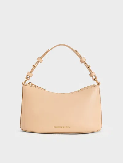 Charles & Keith - Robyn Elongated Chain-handle Bag In Beige