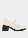 Charles & Keith - Rooney Furry Buckled Block-heel Mary Janes In White