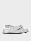 Charles & Keith - Rosetta Metallic Knotted Puffy Sandals In Silver