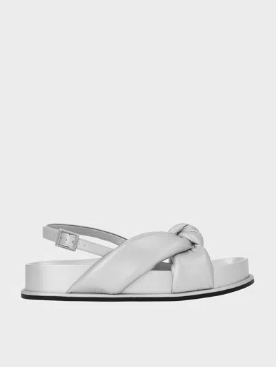 Charles & Keith - Rosetta Metallic Knotted Puffy Sandals In Silver