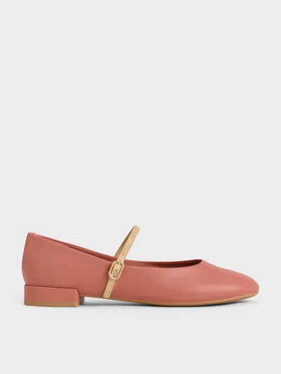 Charles & Keith - Gertrude Round-toe Mary Janes In Pink