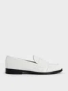 Charles & Keith - Ruched Penny Loafers In White