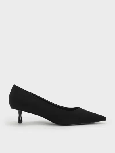 Charles & Keith - Ruthie Faux Suede Kitten Heels In Black