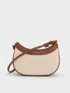 Charles & Keith - Sabine Canvas Knotted-strap Curved Shoulder Bag In Chocolate