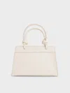 Charles & Keith - Sabine Knotted-handle Trapeze Tote Bag In Cream