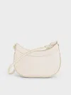 Charles & Keith - Sabine Knotted-strap Curved Shoulder Bag In Cream