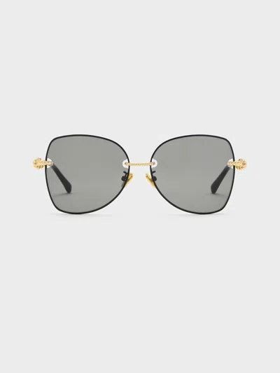 Charles & Keith - Sable Knot Butterfly Sunglasses In Black