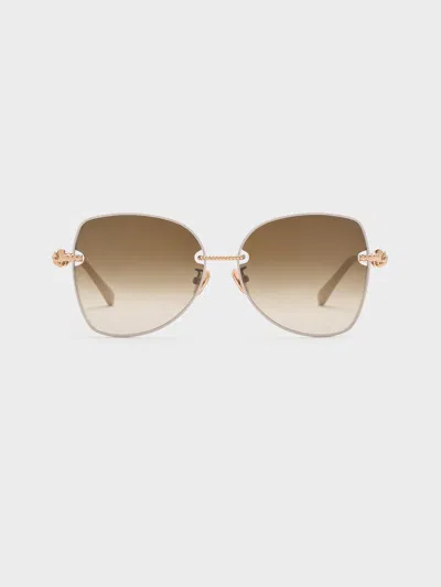Charles & Keith - Sable Knot Butterfly Sunglasses In White