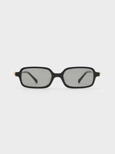 Charles & Keith - Sable Knot Rectangular Sunglasses In Black