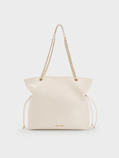 Charles & Keith - Arya Braided-strap Double-handle Tote Bag In Beige