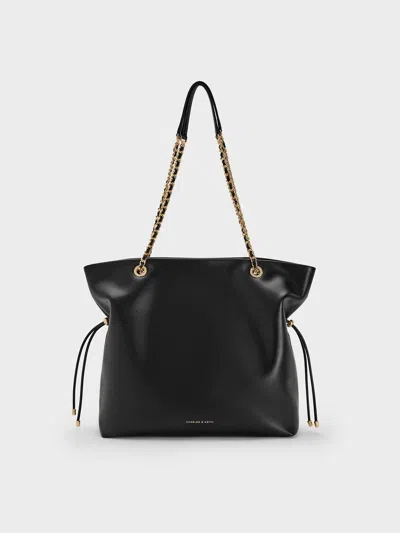 Charles & Keith - Arya Braided-strap Double-handle Tote Bag In Black