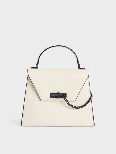 Charles & Keith - Samantha Envelope Top Handle Bag In White