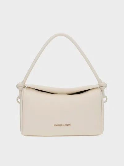 Charles & Keith - Sammie Knotted-handle Boxy Bag In Cream