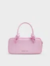 Charles & Keith - Sammie Knotted-handle Elongated Bag In Bubble Gum Pink