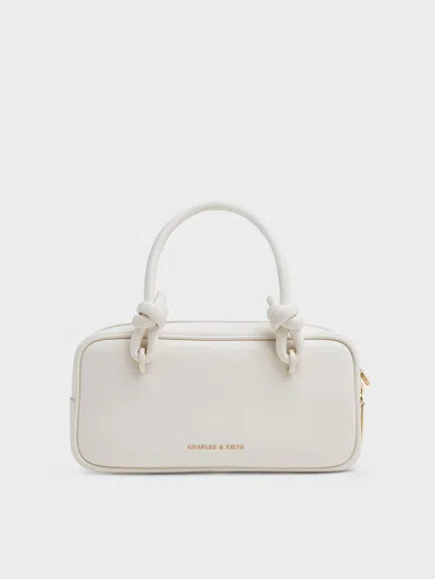 Charles & Keith - Sammie Knotted-handle Elongated Bag In Cream