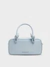 Charles & Keith - Sammie Knotted-handle Elongated Bag In Sea Salt Blue