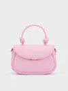Charles & Keith - Sammie Knotted-handle Front-flap Bag In Bubble Gum Pink