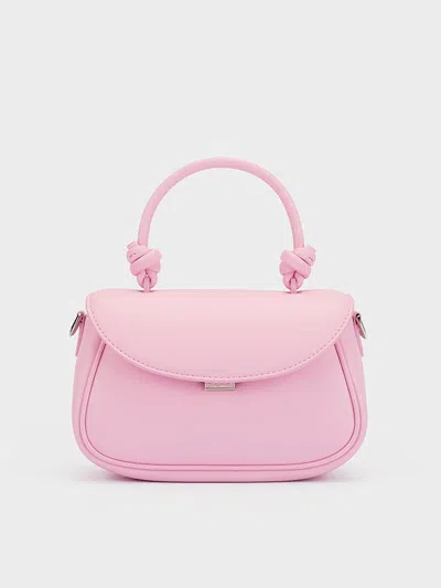 Charles & Keith - Sammie Knotted-handle Front-flap Bag In Bubble Gum Pink