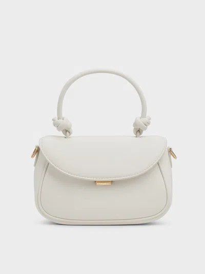 Charles & Keith - Sammie Knotted-handle Front-flap Bag In Cream