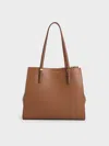 Charles & Keith Sansa Tote Bag In Chocolate