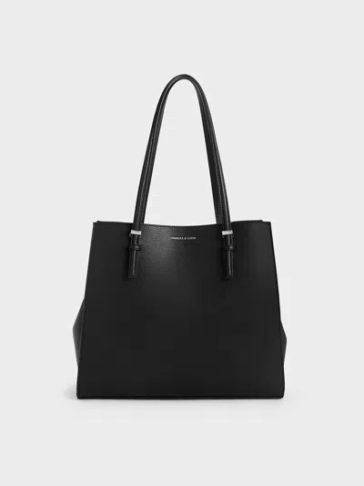 Charles & Keith Sansa Tote Bag In Noir