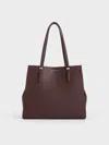 Charles & Keith Sansa Tote Bag In Plum