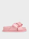 Charles & Keith - Satin Bow Flatform Sandals In Pink
