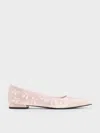 Charles & Keith - Satin Bow Pointed-toe Flats In Blush