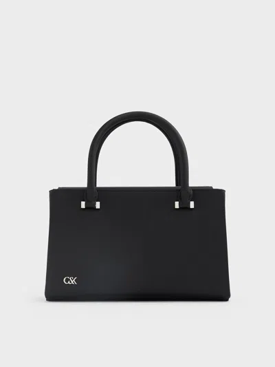 Charles & Keith - Satin Boxy Tote Bag In Noir