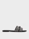 Charles & Keith - Satin Crystal-embellished Bow Slide Sandals