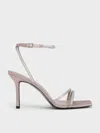 Charles & Keith - Satin Crystal-embellished Stiletto-heel Sandals