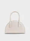 Charles & Keith - Satin Half-moon Bowling Bag In White