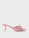 Charles & Keith - Satin Ruched Bow Heeled Mules