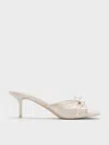 Charles & Keith - Satin Ruched Bow Heeled Mules