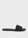 Charles & Keith - Satin Slide Sandals In Black Textured