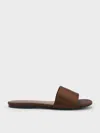 Charles & Keith - Satin Slide Sandals In Dark Brown