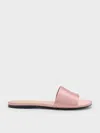 Charles & Keith - Satin Slide Sandals In Nude