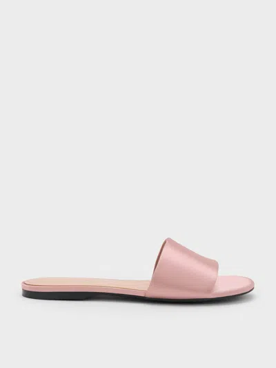 Charles & Keith - Satin Slide Sandals In Nude