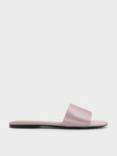 Charles & Keith - Satin Slide Sandals In Purple