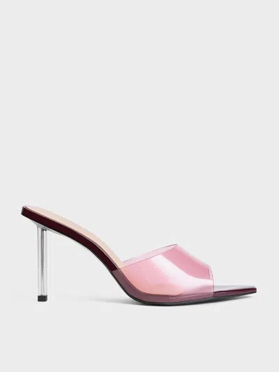 Charles & Keith - See-through Stiletto-heel Mules In Burgundy