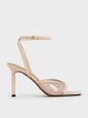 Charles & Keith - Sequin Mesh & Leather Ankle-strap Heeled Sandals