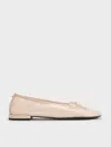 Charles & Keith - Sequin Mesh & Leather Bow Ballet Flats