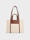 Charles & Keith - Shalia Canvas Tote Bag In Beige Canvas