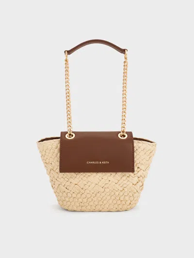 Charles & Keith - Shalia Raffia Chain-strap Crossbody Bag