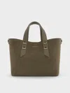 Charles & Keith - Shania Recycled Suede Tote Bag In Green